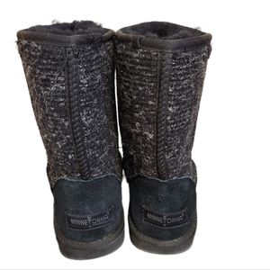 - MINNETONKA/Suede Sheepskin Fur Lined Ankle Boots / Leather Upper / size 6